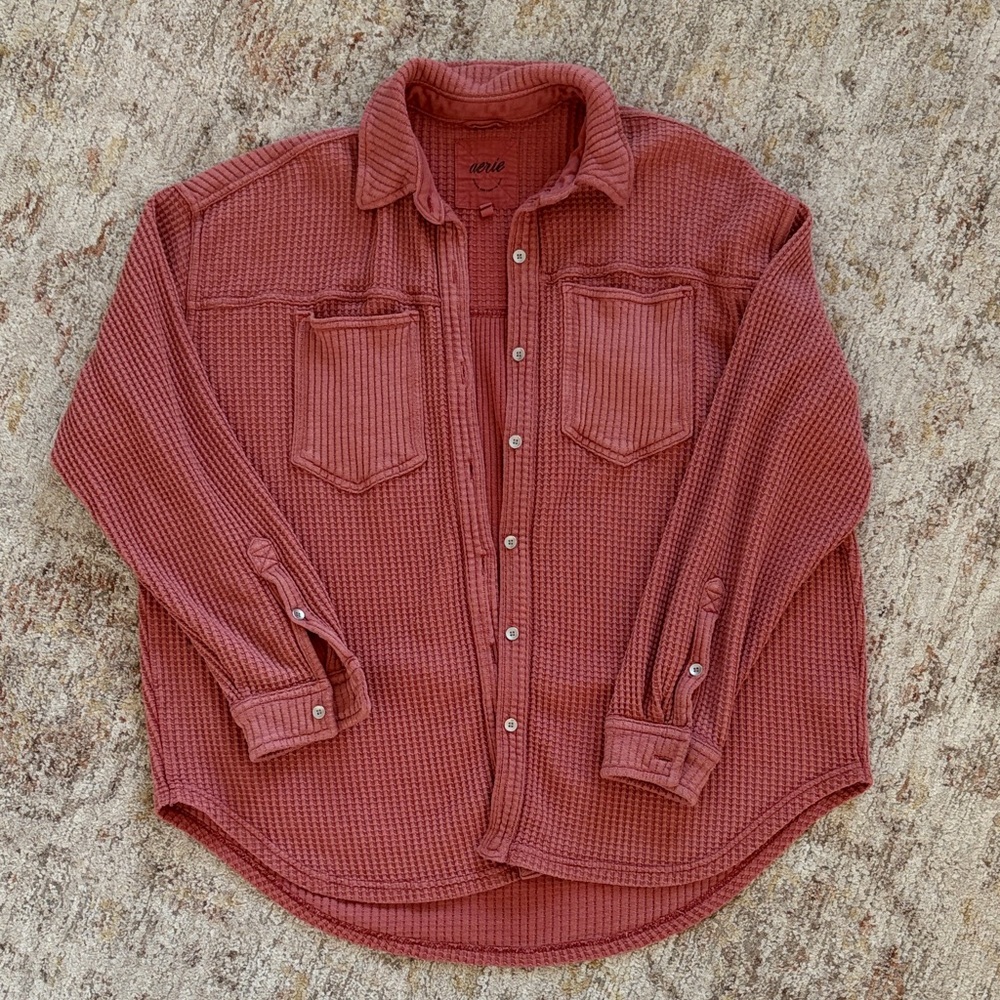 Aerie Anytime Waffle Oversized Long Sleeve Button Up 🌟 Set available🌟 - Picture 2 of 4